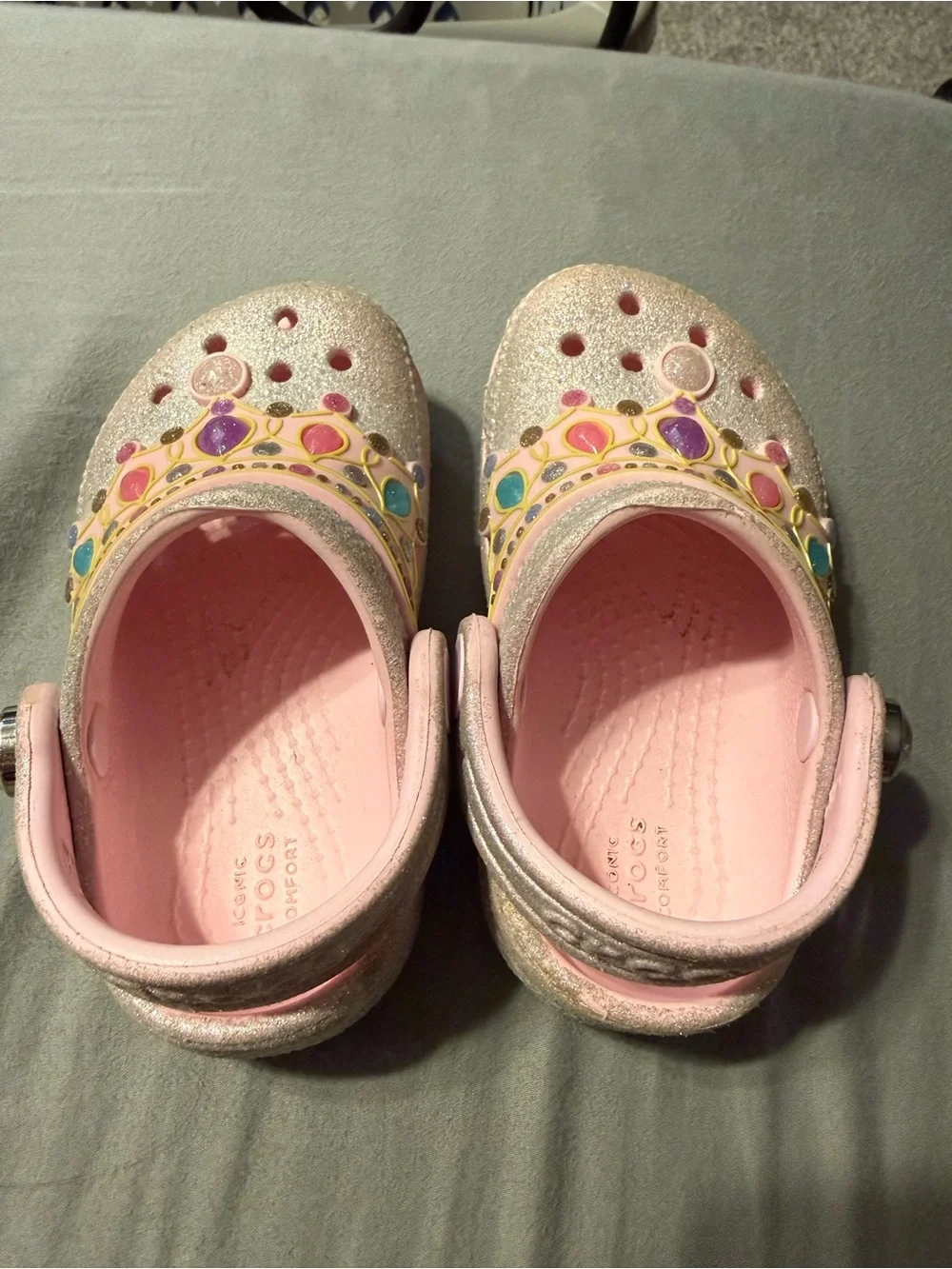Toddler Pink Glitter Jewel Crocs - size 6